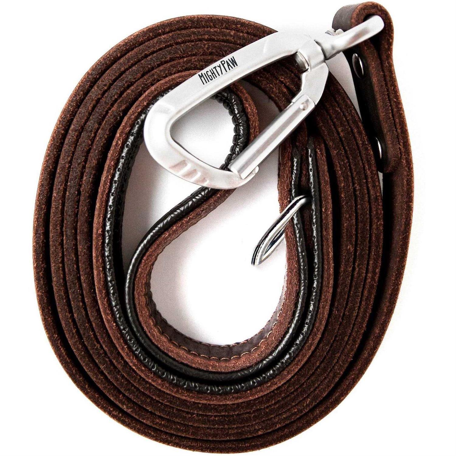 Mighty Paw Leather Dog Leash Super Soft Distressed Leather