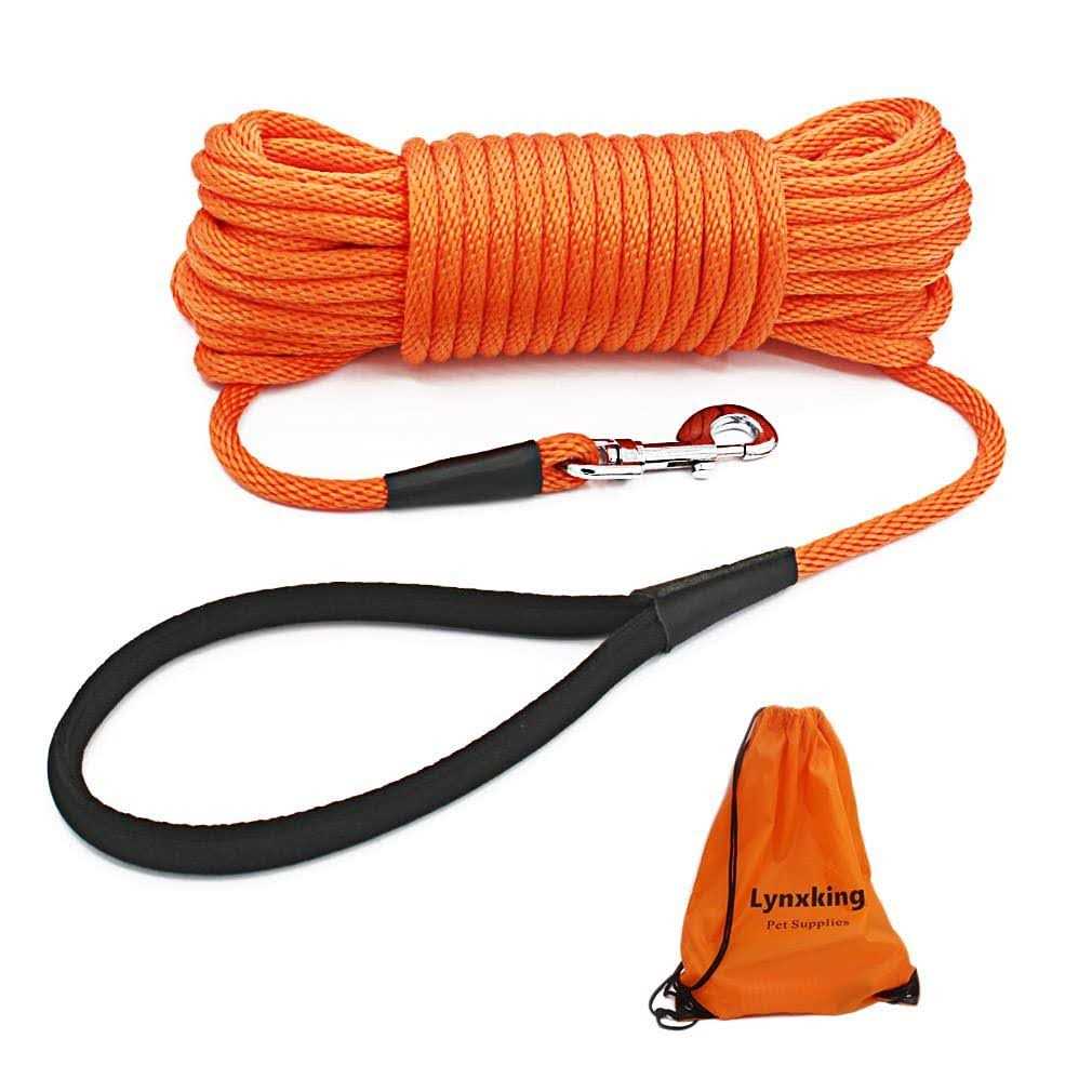 lynxking Check Cord Dog Leash Long Lead Training Tracking Line Comfortable Handle Heavy Duty Puppy Rope 10ft 15ft 30ft 50ft for Small Medium Large