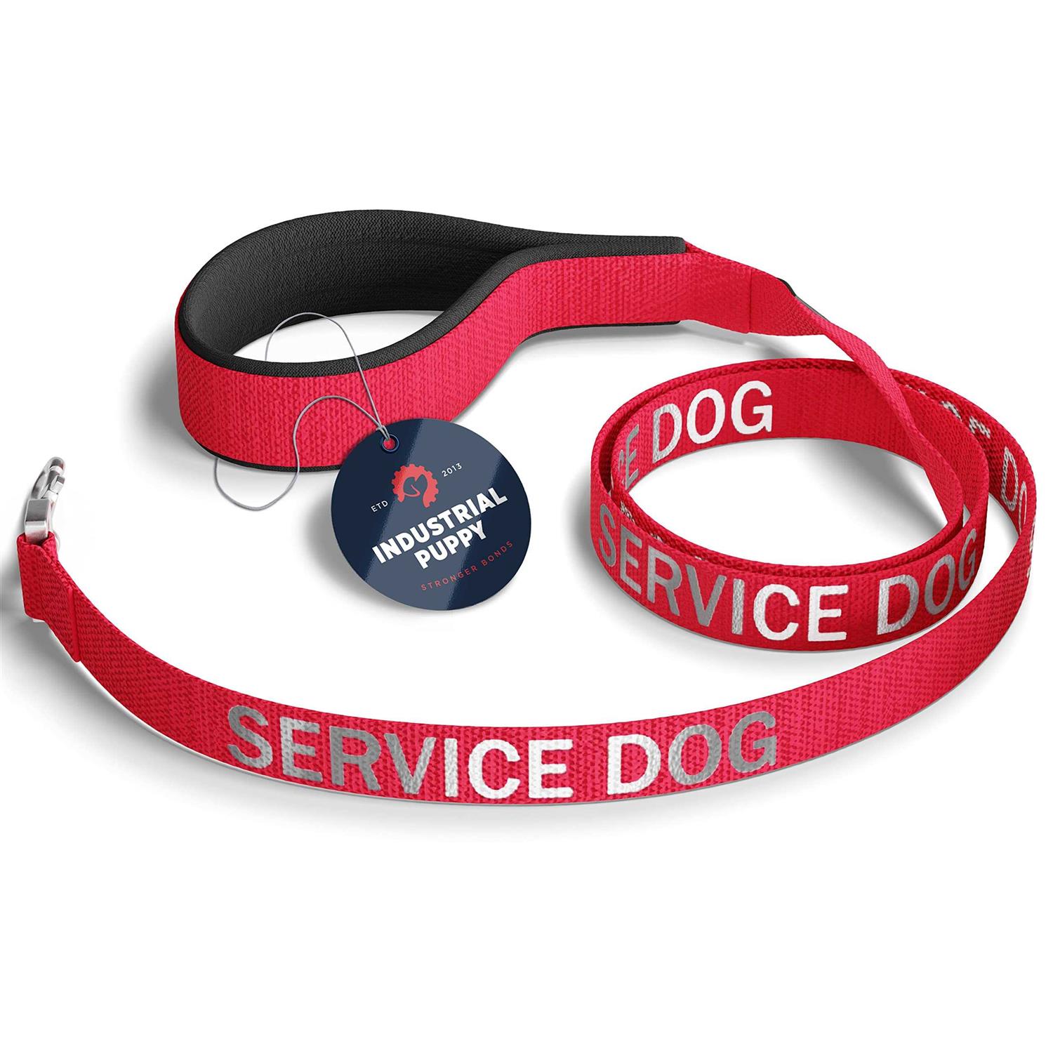 Industrial Puppy Emotional Support Dog Leash Wrap with Neoprene Handle and Reflective Emotional Support Lettering