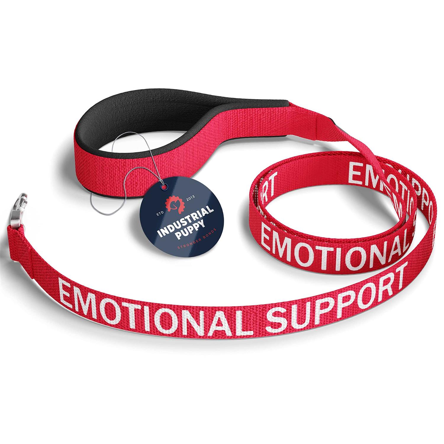 Industrial Puppy Emotional Support Dog Leash Wrap with Neoprene Handle and Reflective Emotional Support Lettering