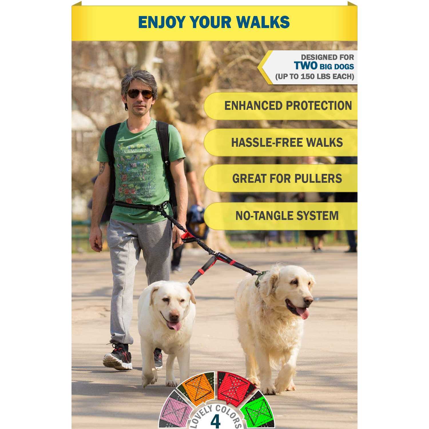 Alternative view of Pet Dreamland Exquisite Double Dog Leash for Large Dogs Hands Free Dog Leash 2 Dogs