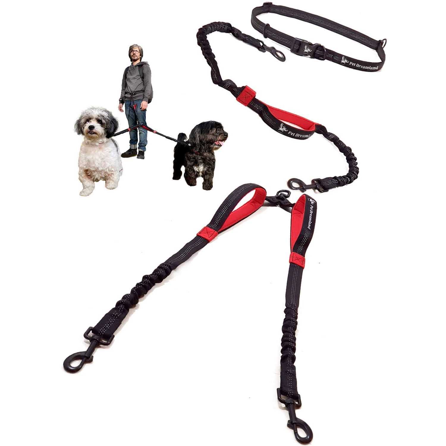 Pet Dreamland Exquisite Double Dog Leash for Large Dogs Hands Free Dog Leash 2 Dogs