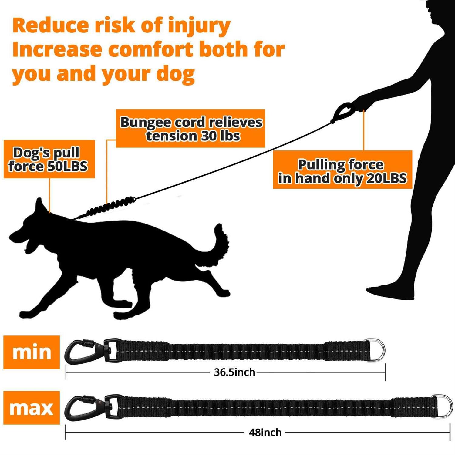 Alternative view of jenico Dog Leash 34561015203050100150FT Heavy Duty Leash with Swivel Lockable Hook and ,Reflective Threads Bungee Dog Leash comfortab