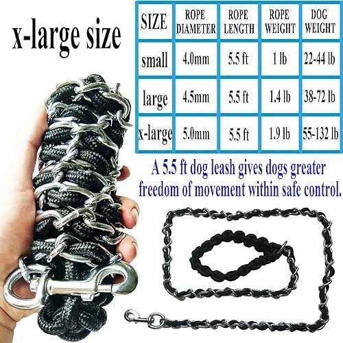 Alternative view of Dog Leash Metal Leashes with Pet Collar Training Walking Leads Heavy Duty Anti Bite Chain Rope Hook for Medium and Large Dogs