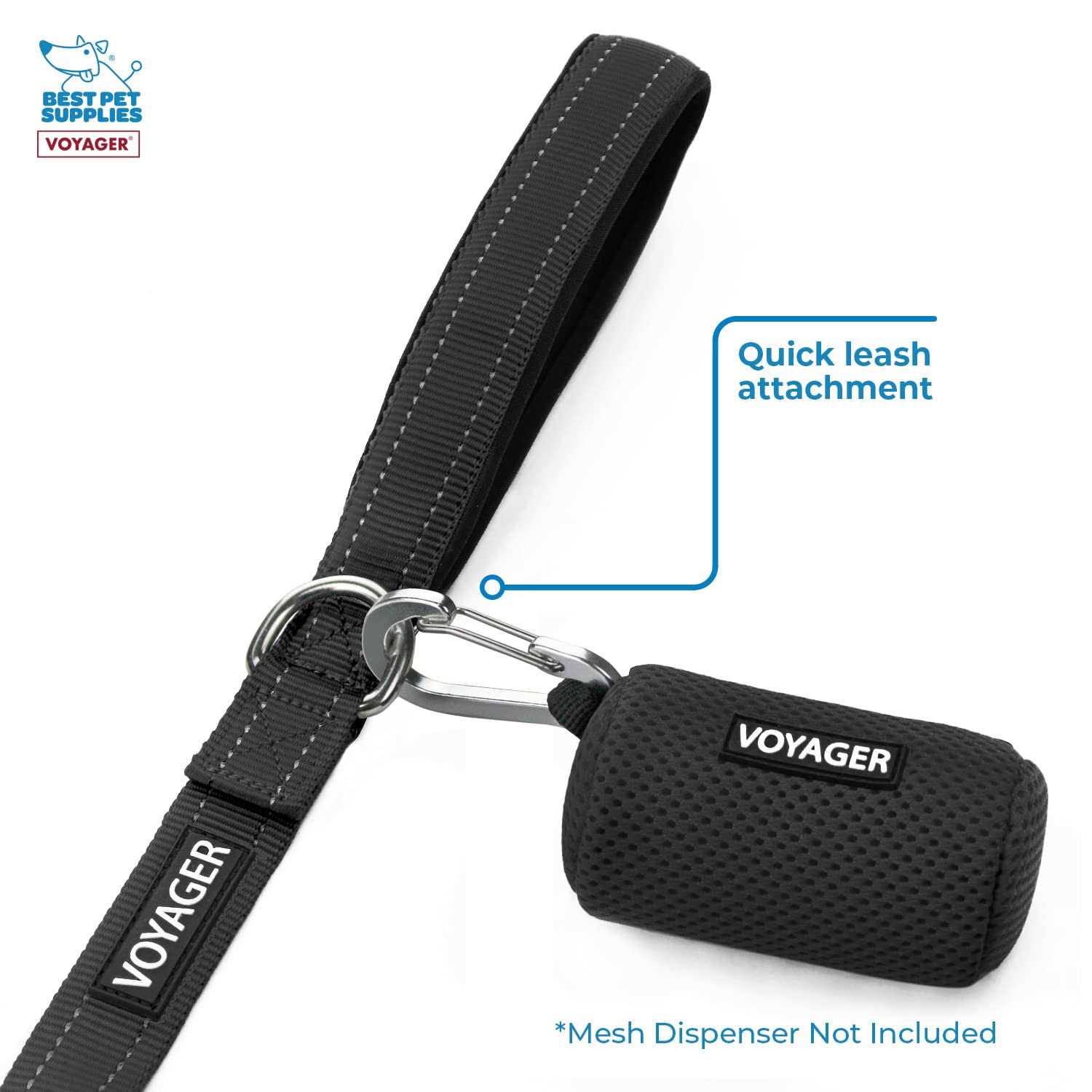 Alternative view of Voyager Reflective Dog Leash with Neoprene Handle, 5ft Long, Supports Small, Medium, and Large Breed Puppies, Cute and Heavy Duty for Walking