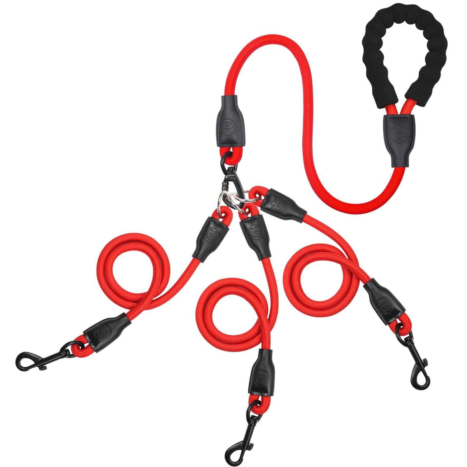 Mengbei tribe Heavy Duty 3 Dog Leash,3 Way Dog Leash No Tangle,Detachable 360° Swivel Device,Multiple Dog Leash with Padded Handle,for Walking and