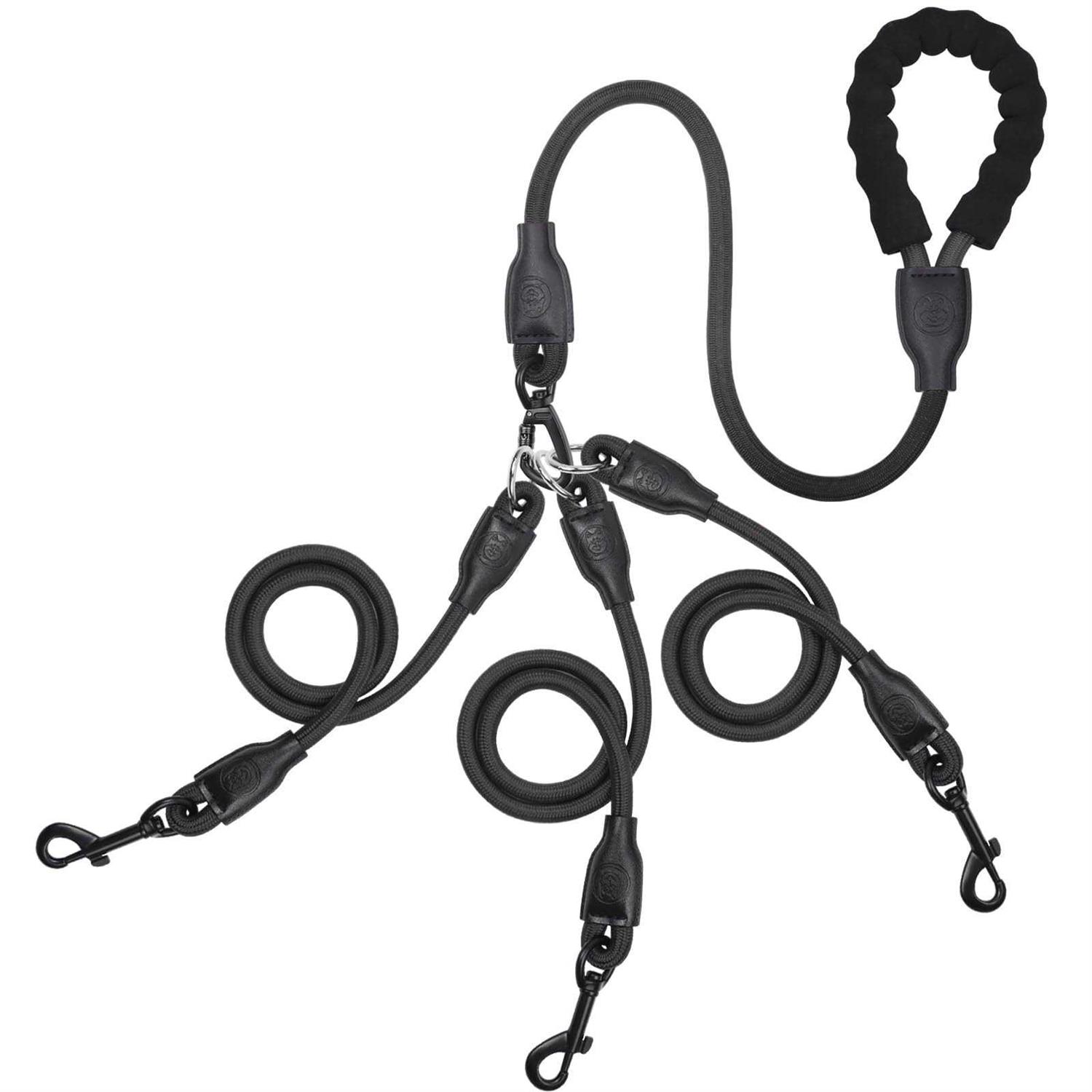 Mengbei tribe Heavy Duty 3 Dog Leash,3 Way Dog Leash No Tangle,Detachable 360° Swivel Device,Multiple Dog Leash with Padded Handle,for Walking and