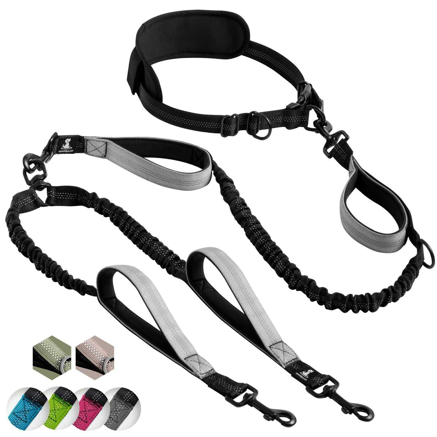 SparklyPets Hands Free Double Dog Leash Dual Dog Leash for Medium and Large Dogs
