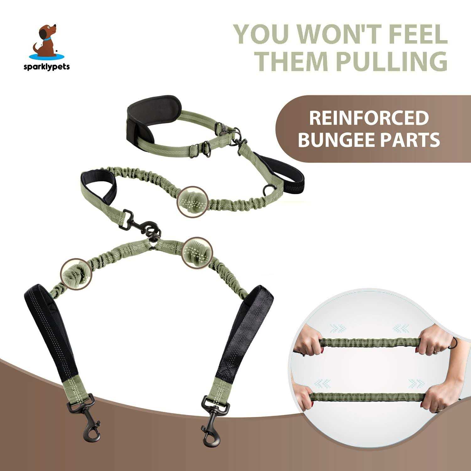 Alternative view of SparklyPets Hands Free Double Dog Leash Dual Dog Leash for Medium and Large Dogs