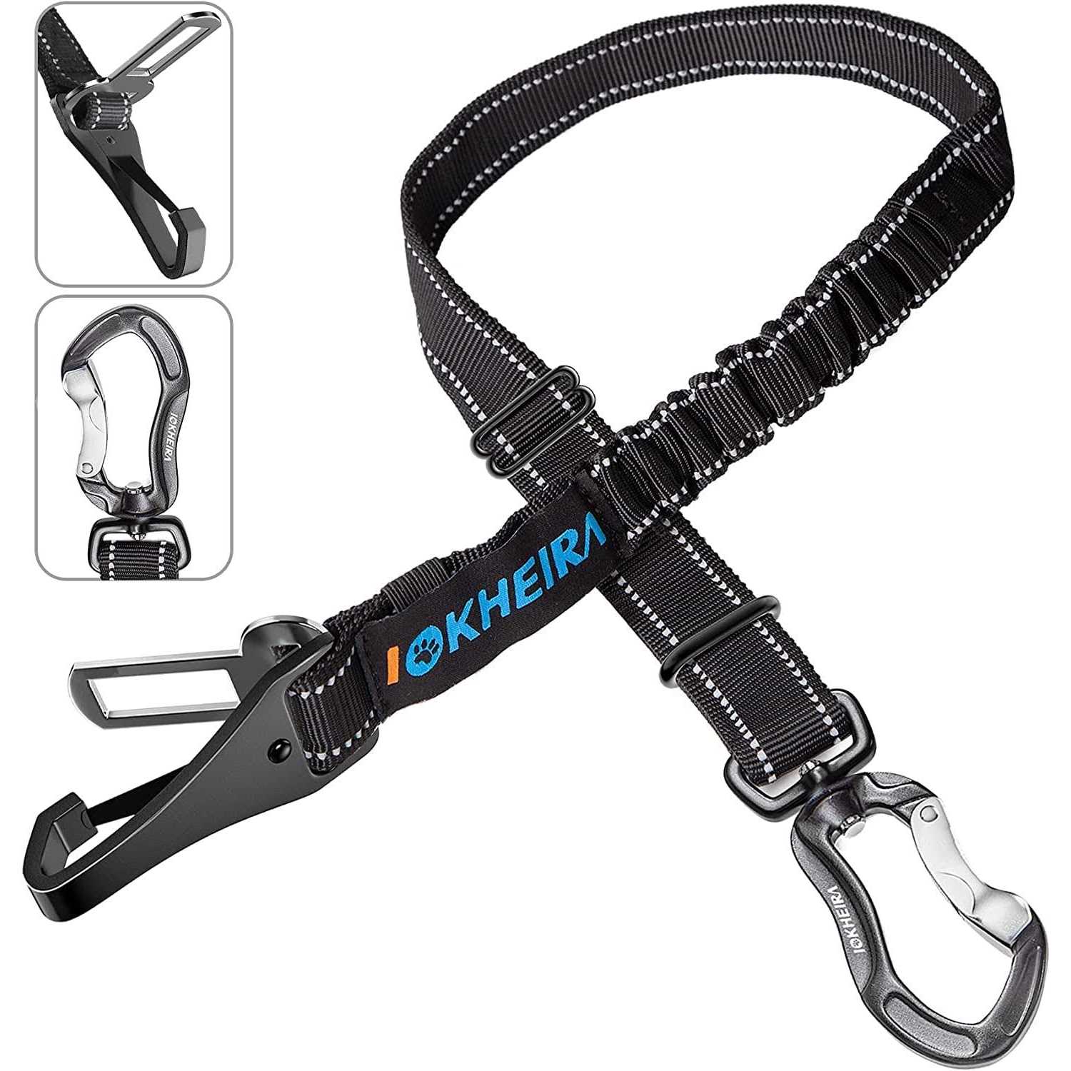 IOKHEIRA Dog Seat Belt Car Harness Seatbelt Car Reflective Bungee