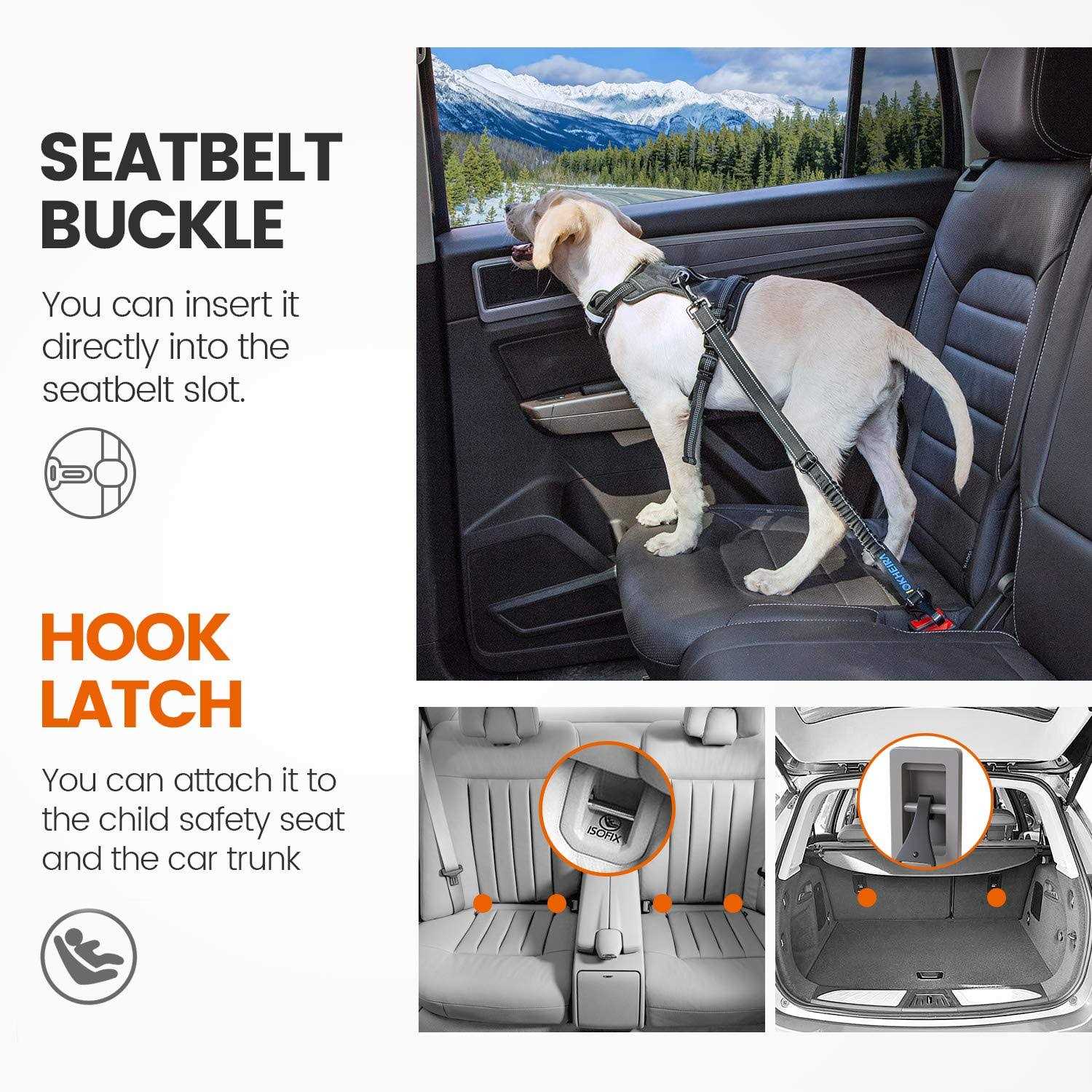 Alternative view of IOKHEIRA Dog Seat Belt Car Harness Seatbelt Car Reflective Bungee