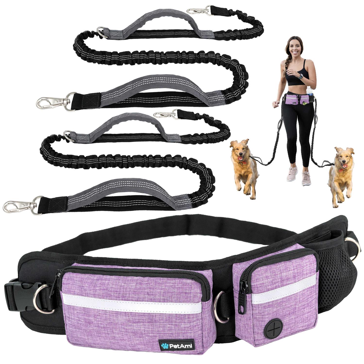 PetAmi Hands Free Dog Leash Dog Running Leash Belt Bag for Walking