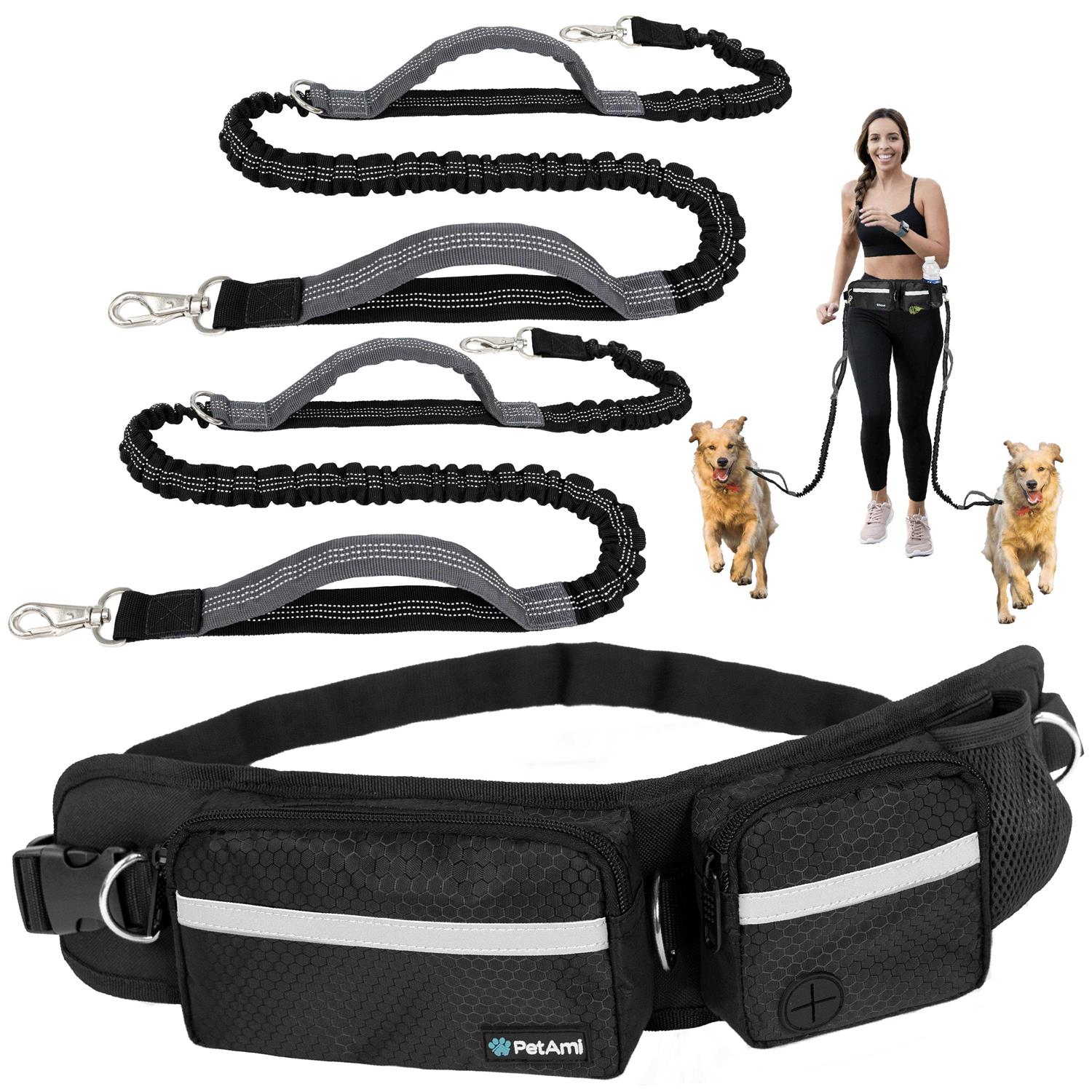 PetAmi Hands Free Dog Leash Dog Running Leash Belt Bag for Walking