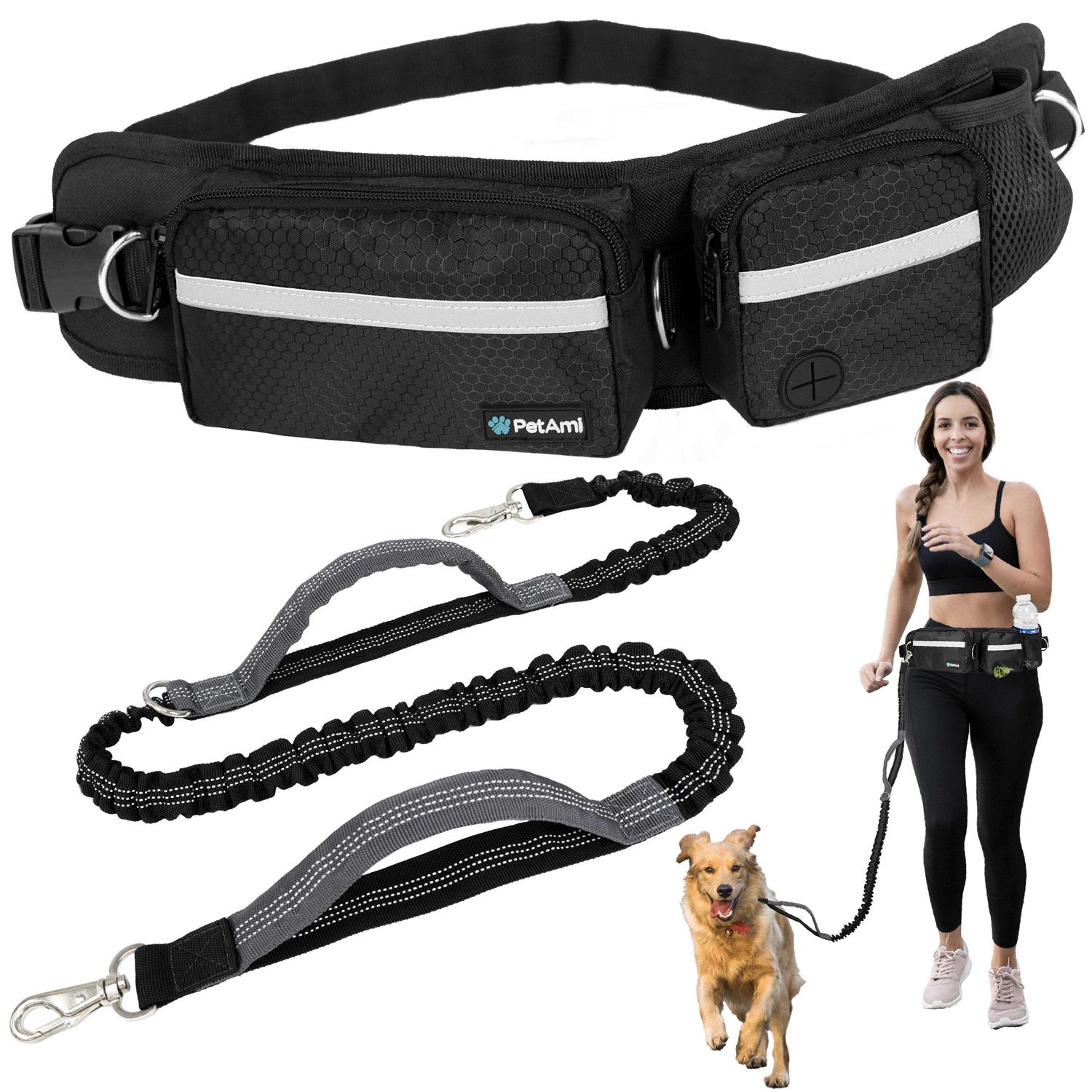 PetAmi Hands Free Dog Leash Dog Running Leash Belt Bag for Walking