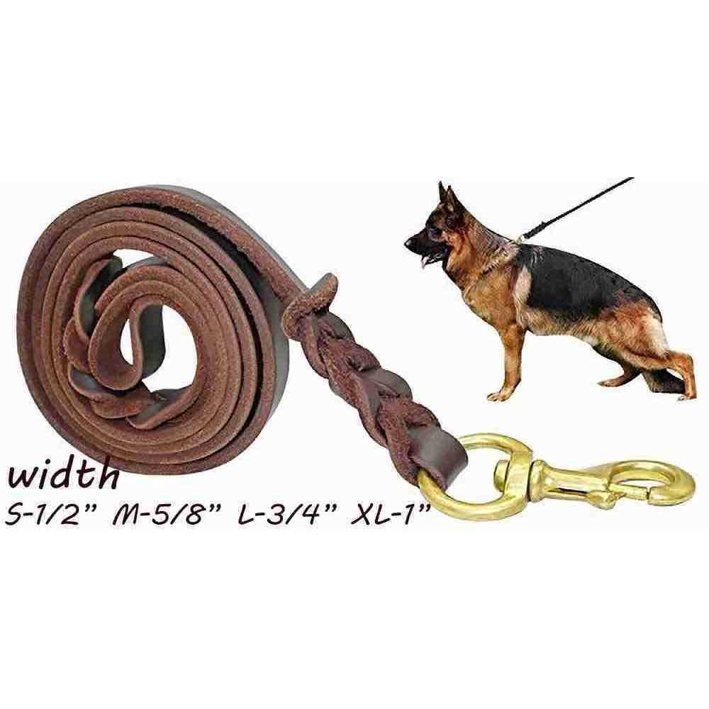 FAIRWIN Leather Dog Leash 6 Foot Braided Heavy Duty Training Leash for Large Medium Small Dogs