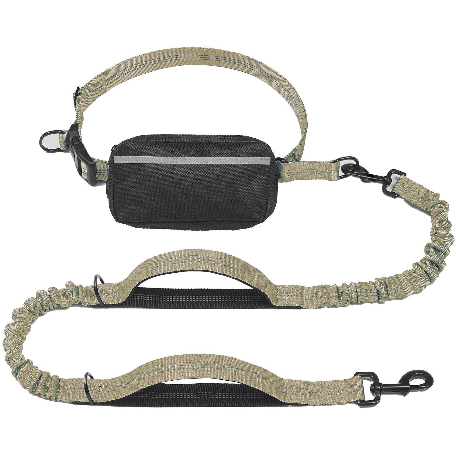 iYoShop Hands Free Dog Leash with Zipper Pouch, Dual Padded Handles and Durable Bungee for Walking, Jogging and Running Your Dog