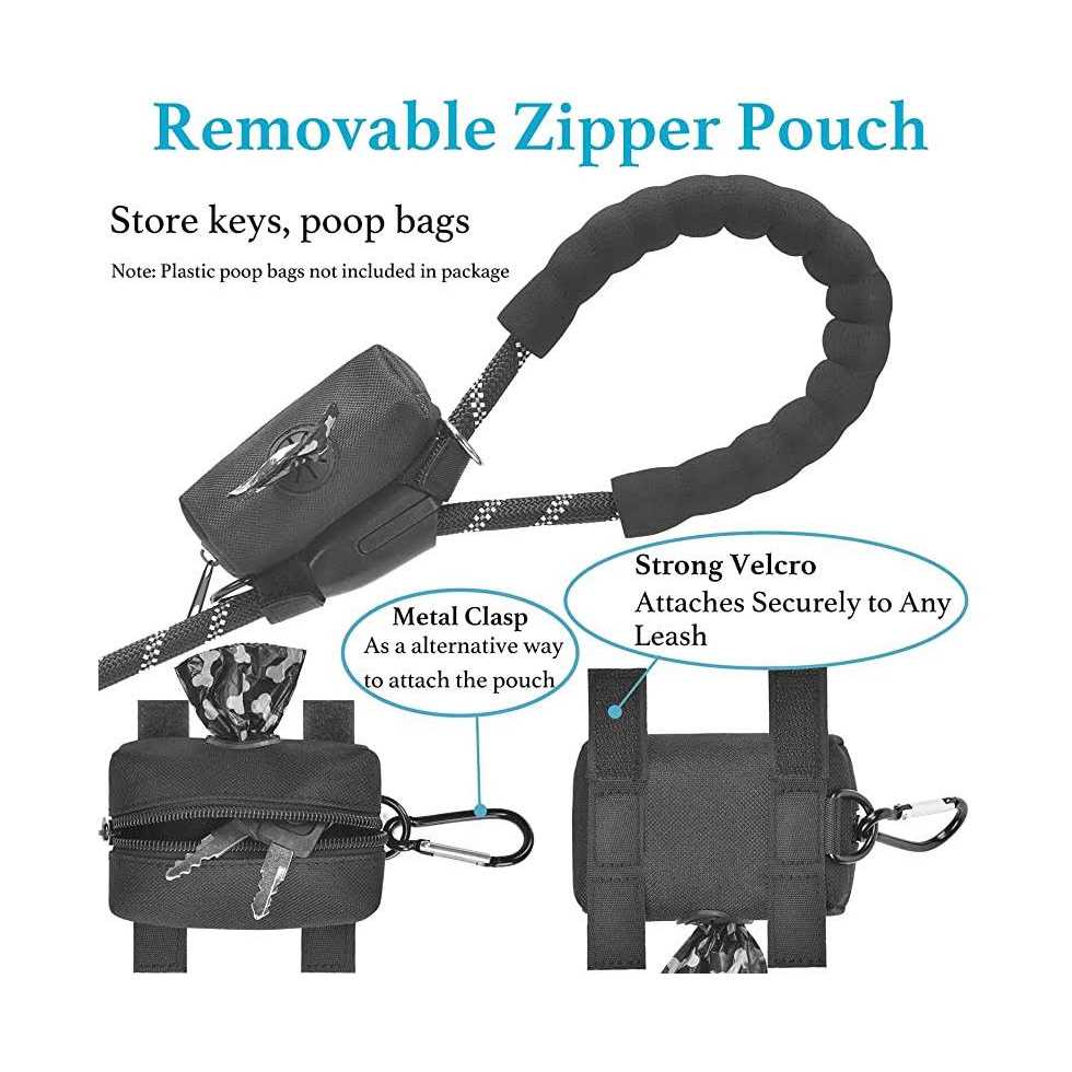 Iyoshop 6 FT Durable Slip Lead Dog Leash with Zipper Pouch, Padded Handle and Highly Reflective Threads