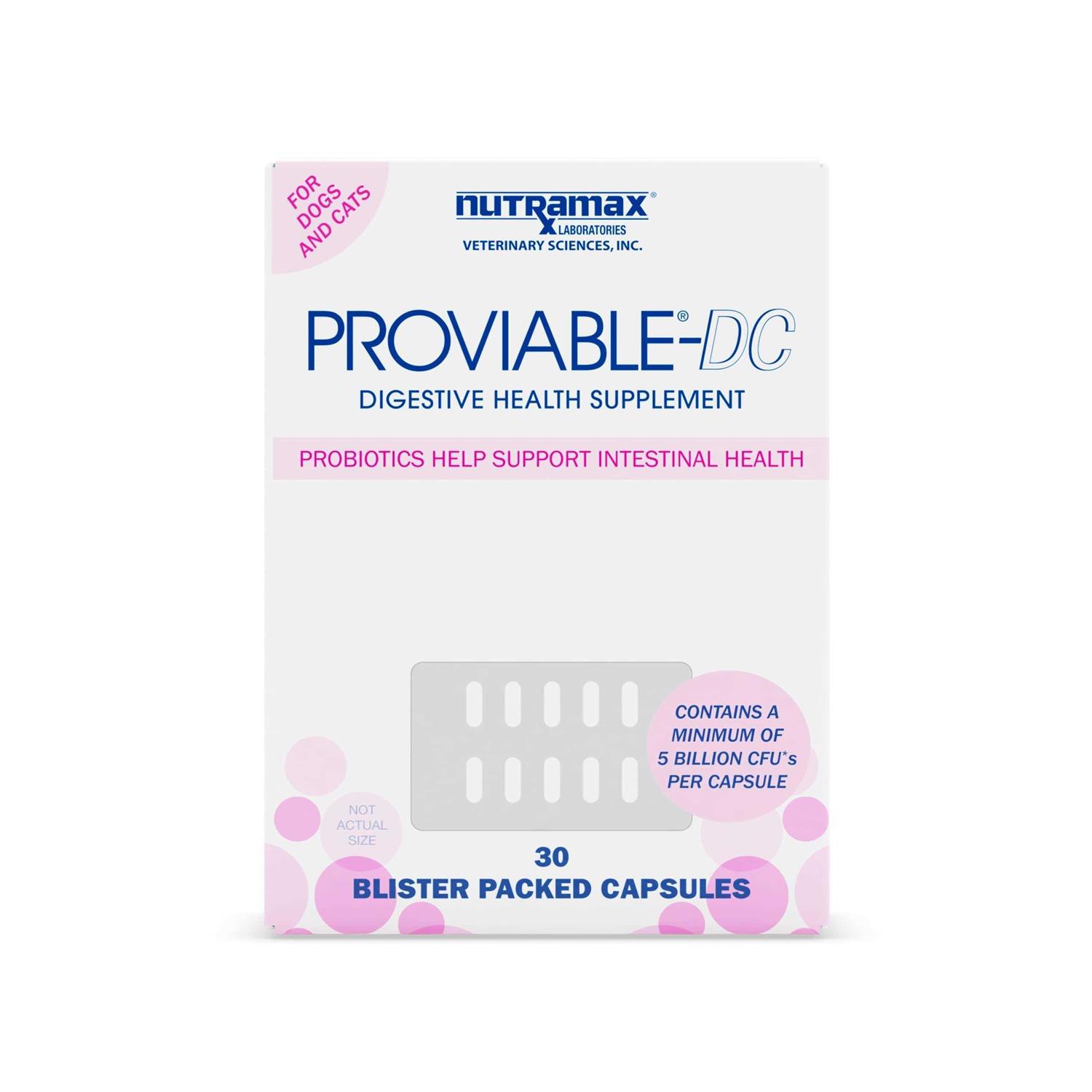 Nutramax Proviable Digestive Health Supplement Multi-Strain Probiotics and Prebiotics for Cats and Dogs