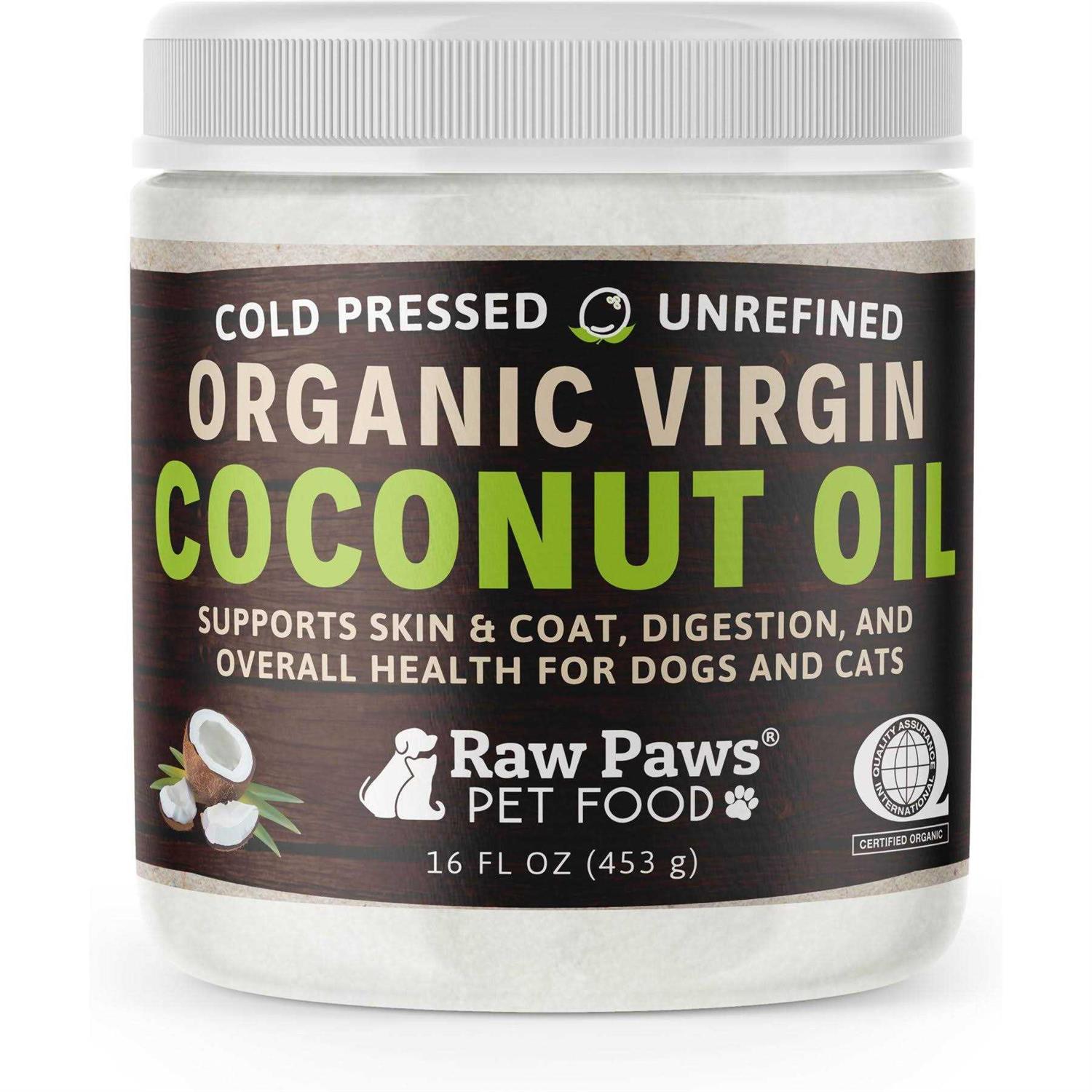 Raw Paws Organic Coconut Oil for Dogs & Cats Treatment for Itchy Skin