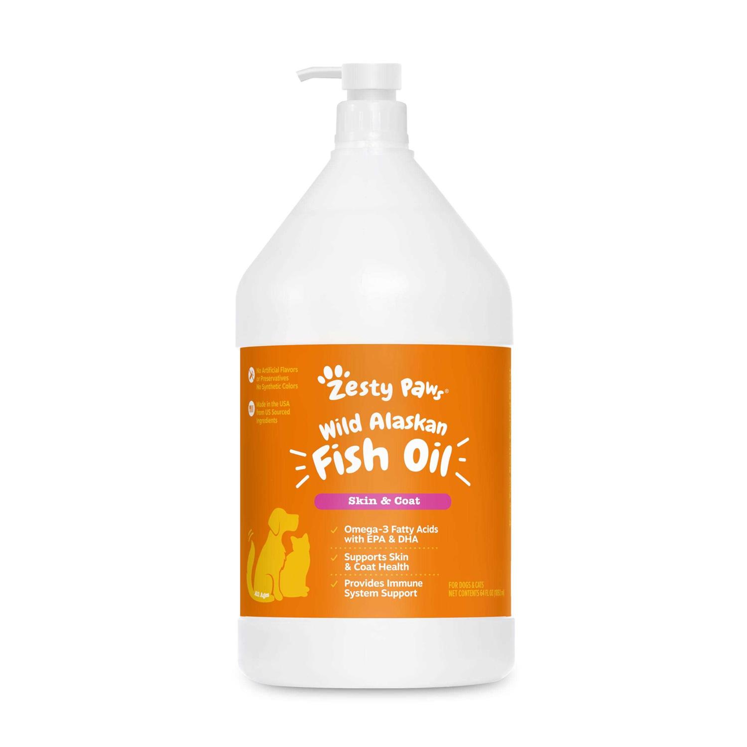 Zesty Paws Wild Alaskan Fish Oil for Dogs & Cats Pollock & Salmon Oil Blend