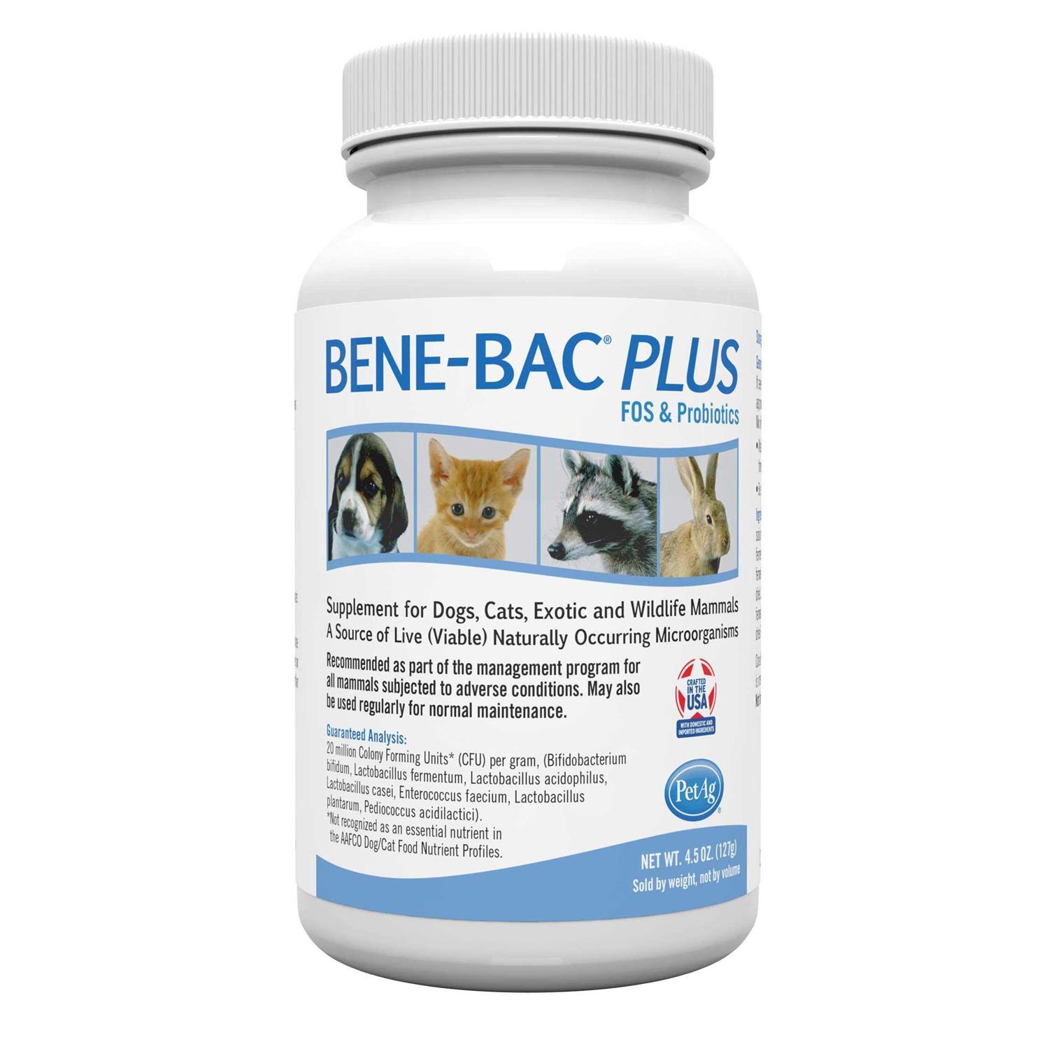 PetAg Bene-Bac Plus Powder Fos Prebiotic and Probiotic for Dogs, Cats, Exotic and Wildlife Mammals
