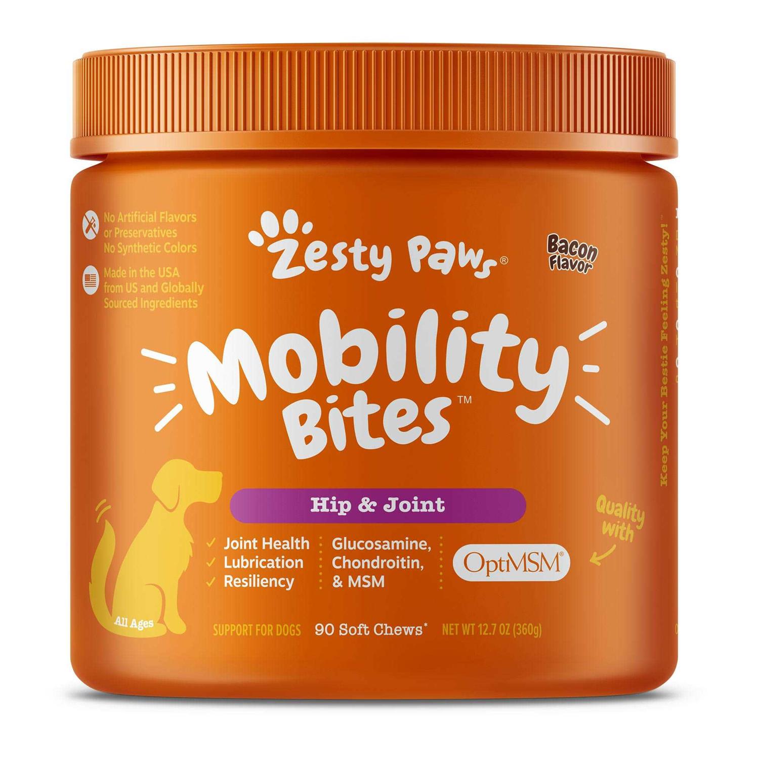 Zesty Paws Bacon Hip & Joint Bites for Dogs