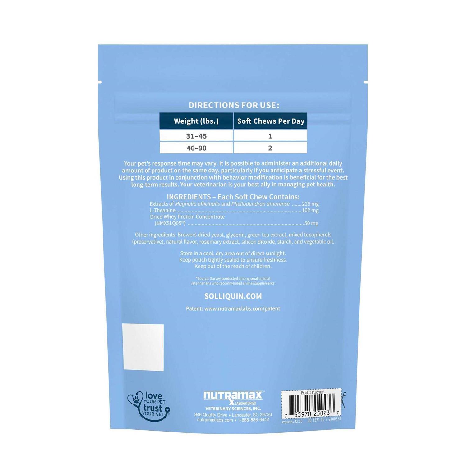 Alternative view of Nutramax Solliquin Calming Behavioral Health Supplement for Large Dogs