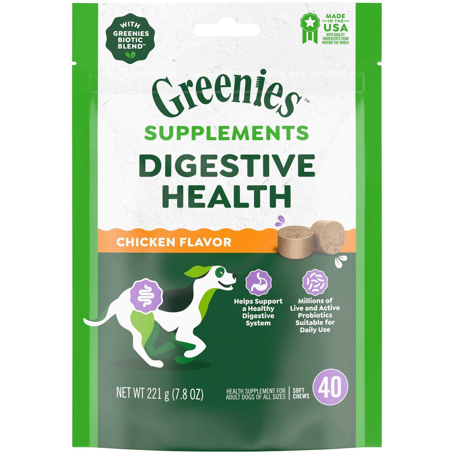 Greenies Supplements Digestive Health Probiotics for Dogs Chicken Flavor
