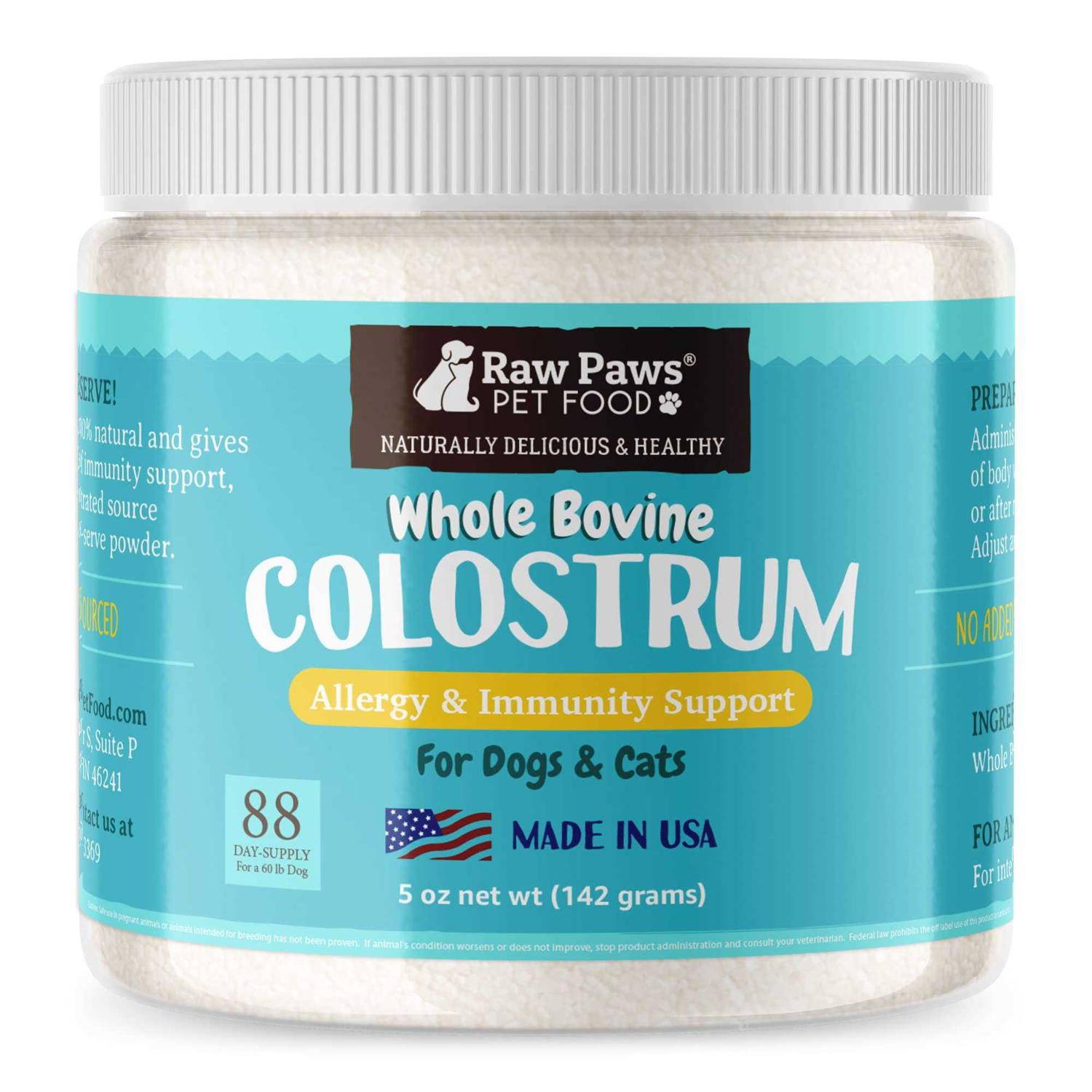 Raw Paws Pet Bovine Colostrum for Dogs Allergies & Immune Support 5-oz