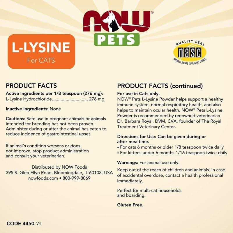 Alternative view of Now Pets L-Lysine Powder for Cats