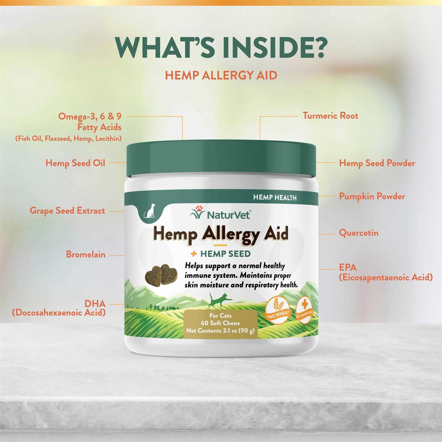 Alternative view of NaturVet Hemp Allergy Aid Soft Chews Cat Supplement