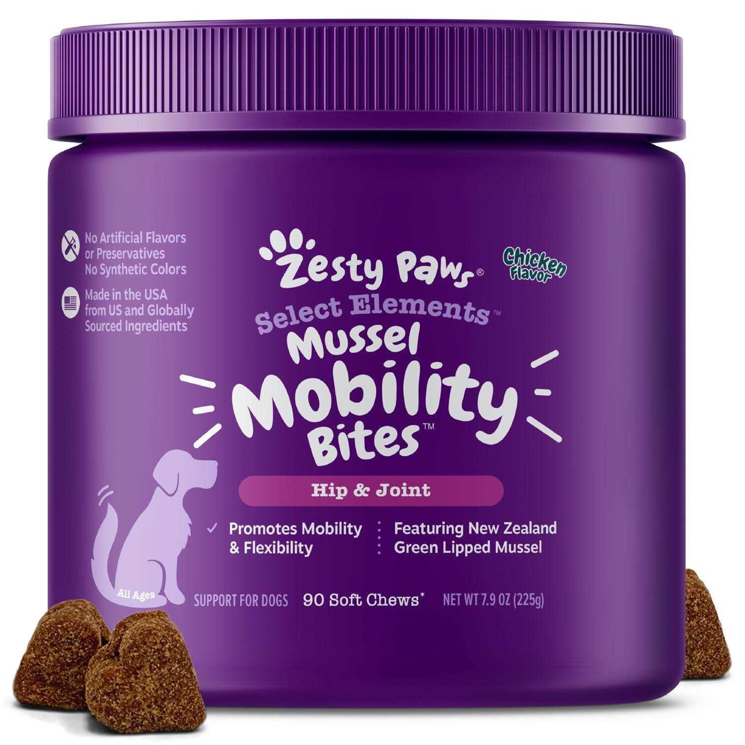 Zesty Paws New Zealand Green-Lipped Mussel Bites Hip & Joint Supplement for Dogs