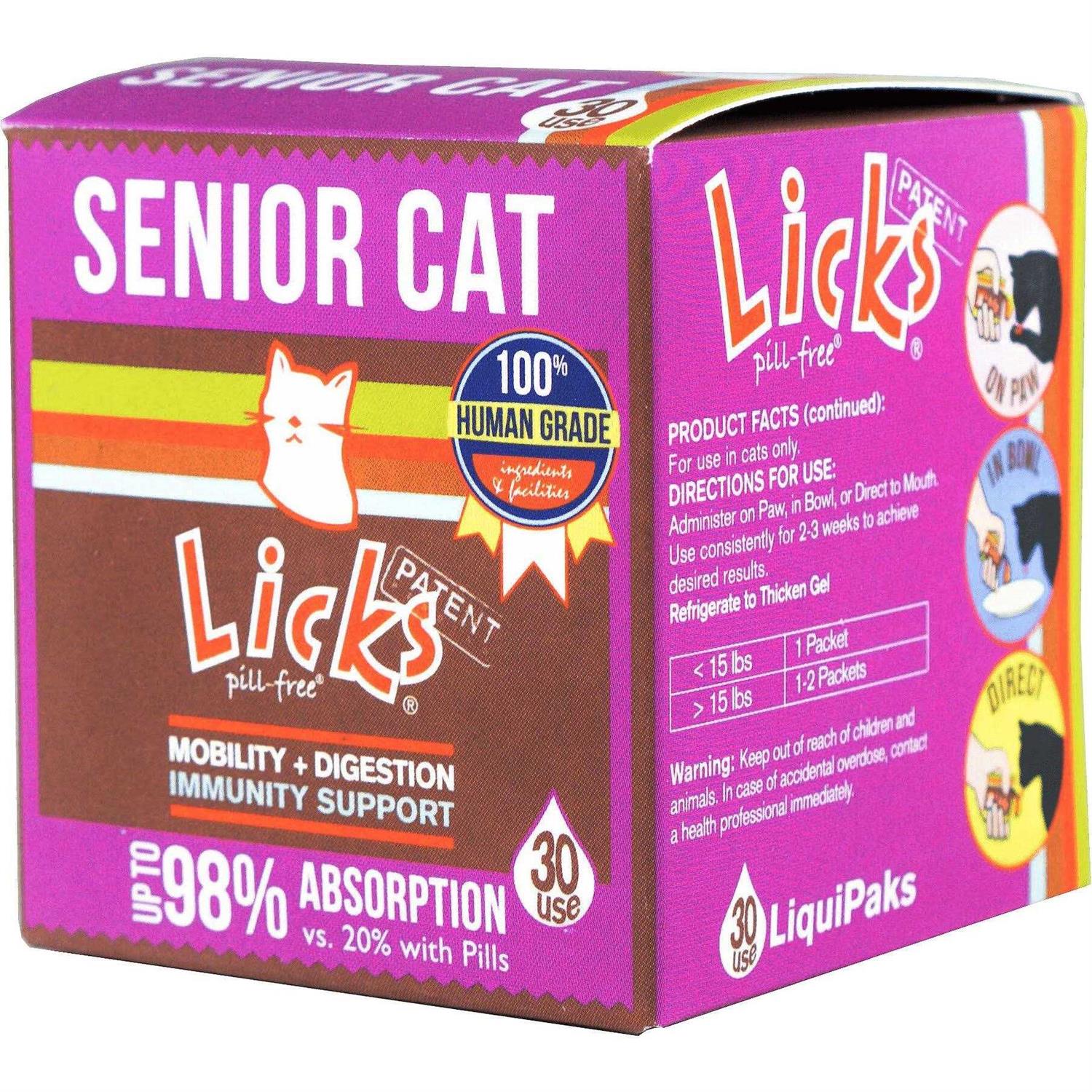 Licks Pill-Free Senior Cat Joint Support & Digestion Supplement for Senior Cats