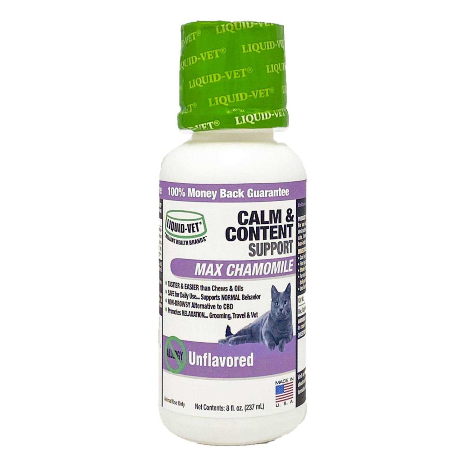 Liquid-Vet Feline Calm & Content Support Allergy-Friendly Unflavored Formula for Cats