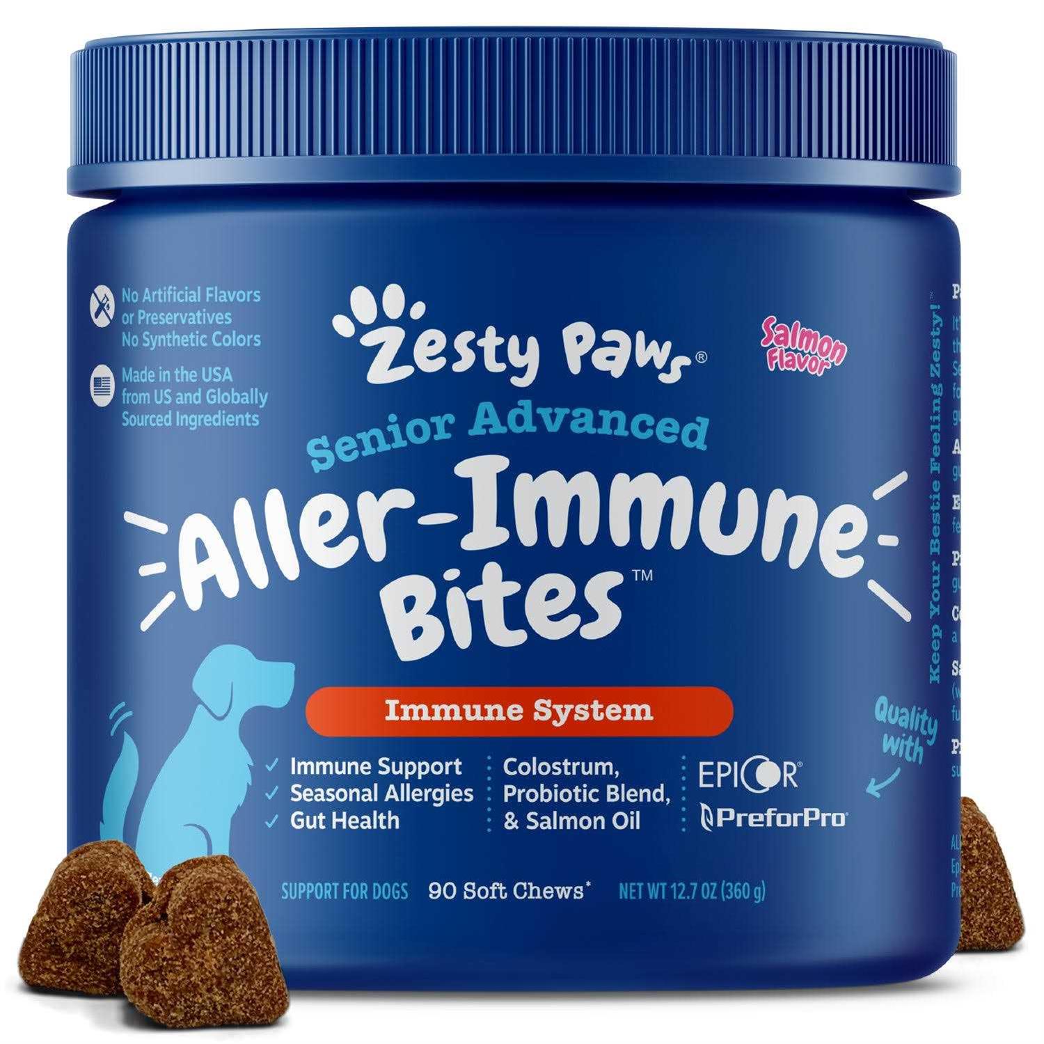 Zesty Paws Senior Advanced Salmon Allergy & Immune Bites for Dogs