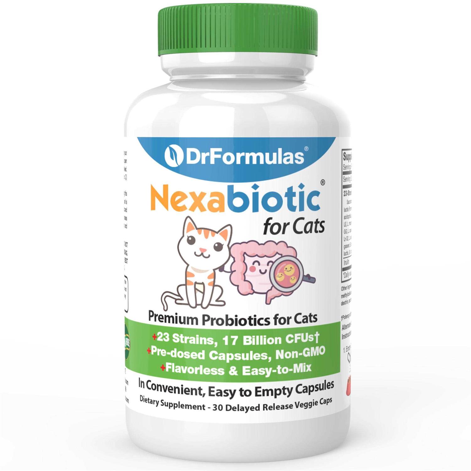 DrFormulas Nexabiotic Probiotics for Cats Powder Treats Diarrhea for Pets with Saccharomyces Boulardii Lactobacillus Acidophilus