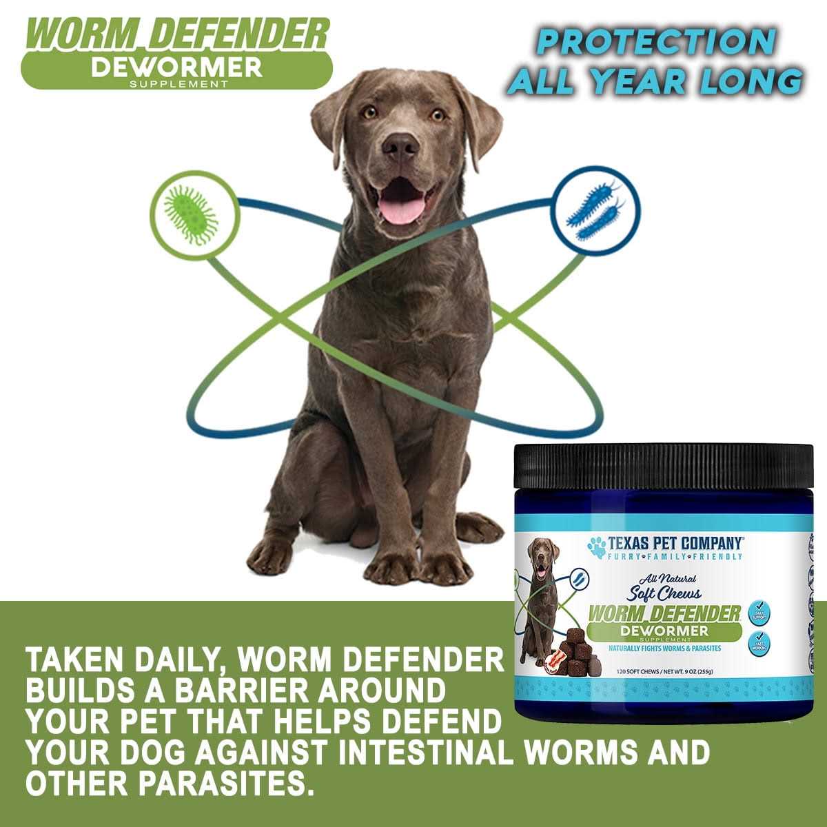 Alternative view of Texas Pet Company Worm Defender Soft Chews Supplement
