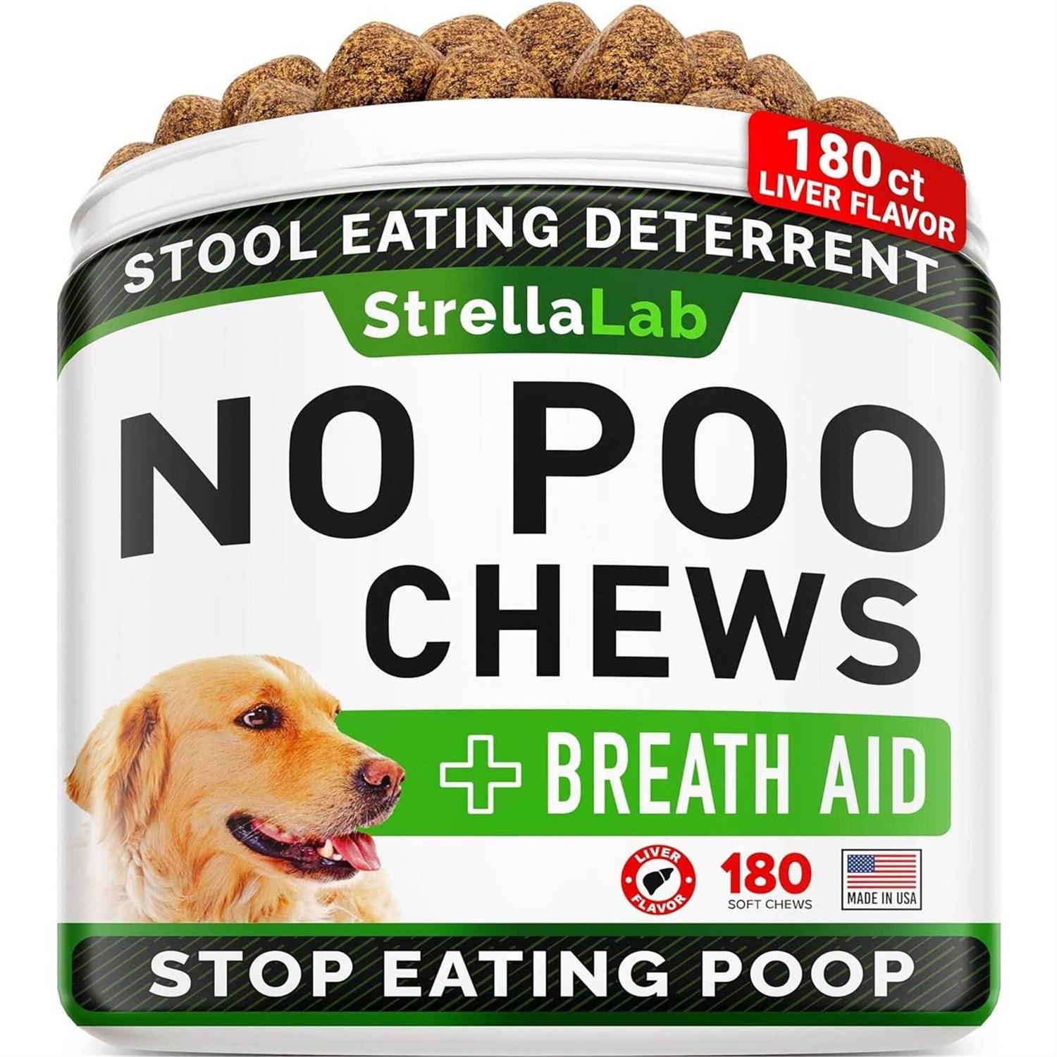 StrellaLab No Poo Coprophagia Stool Eating Deterrent Chew Supplement for Dogs