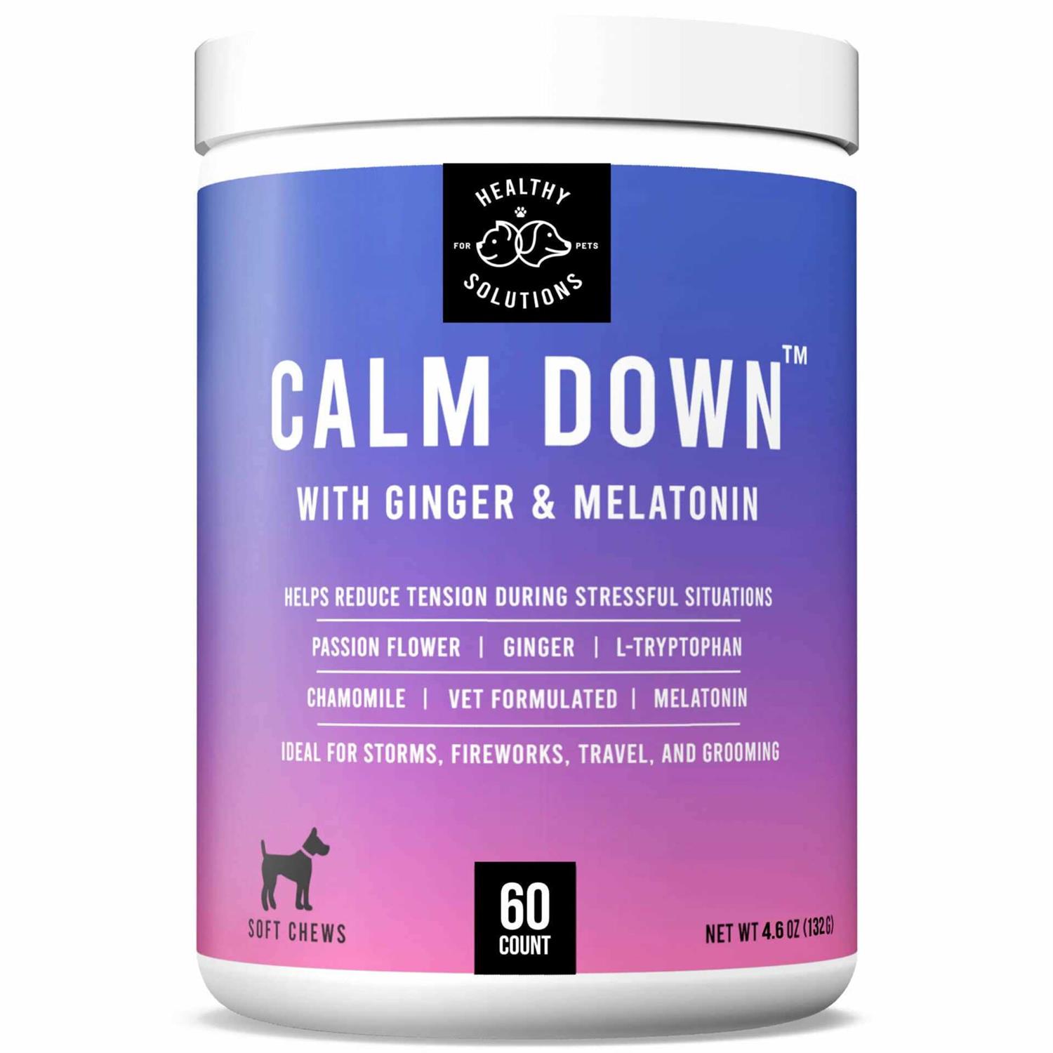 Healthy Solutions for Pets Dog Calming Aid Soft Chew Supplement with Ginger and Melatonin