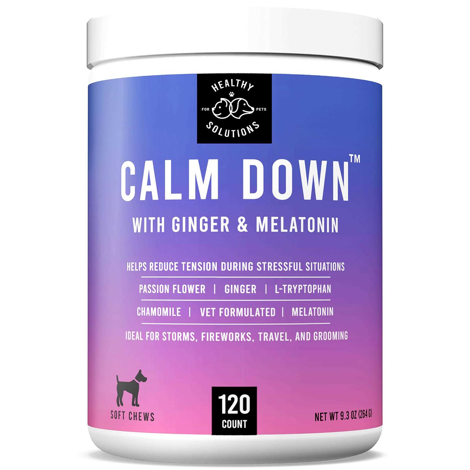 Healthy Solutions for Pets Dog Calming Aid Soft Chew Supplement with Ginger and Melatonin