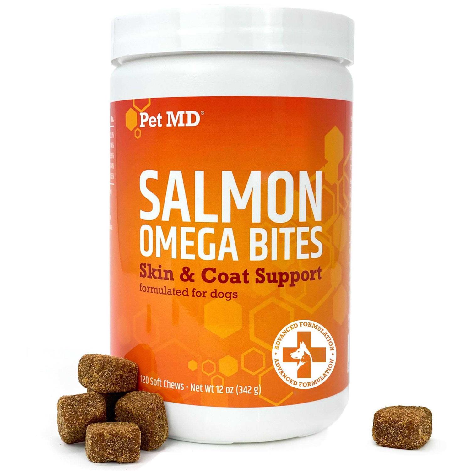 Pet MD Salmon Omega Soft Chew Bites for Dogs 120ct