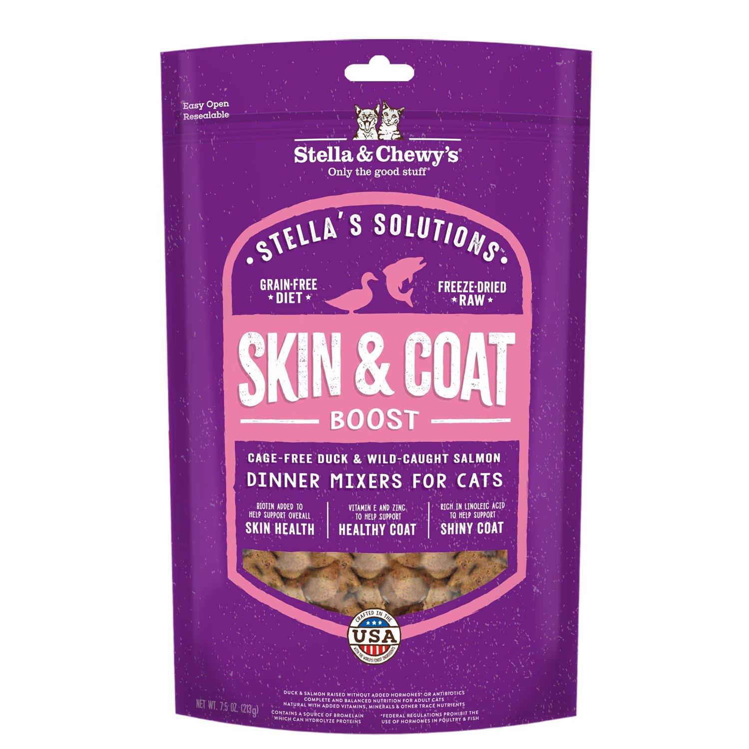 Stella & Chewy's Cat Solutions Skin & Coat Boost Freeze-Dried Duck 7.5oz