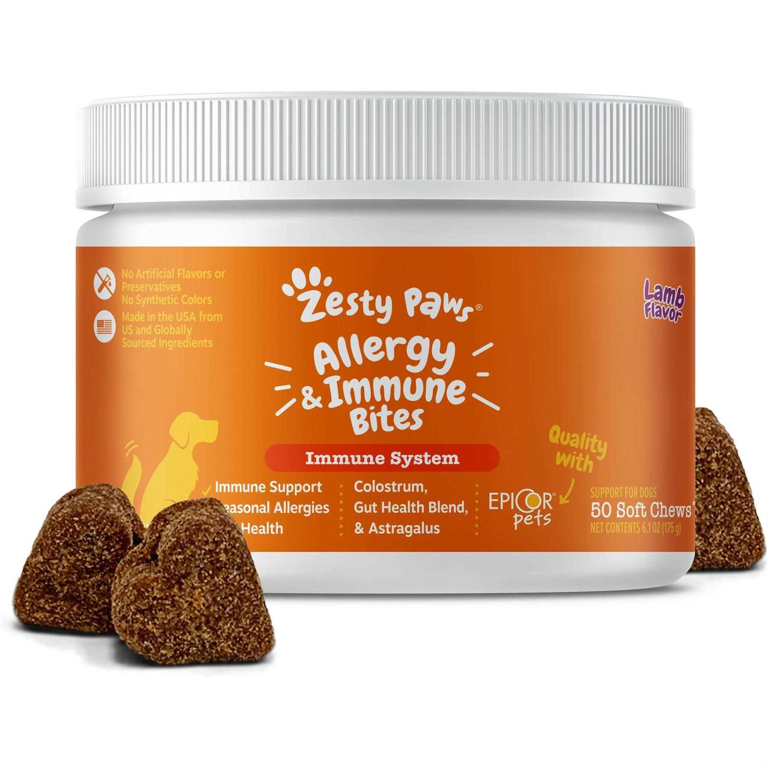 Zesty Paws Dog Allergy Relief Anti Itch Supplement Omega 3 Probiotics for Dogs