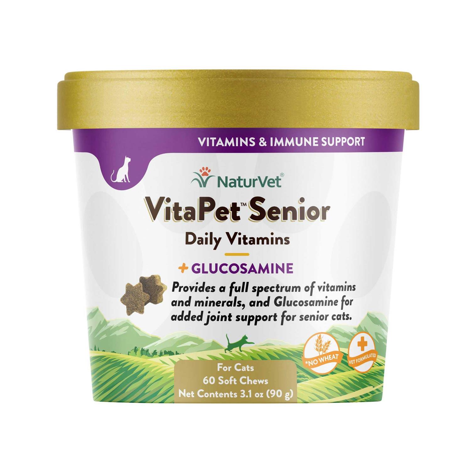 NaturVet VitaPet Senior Daily Vitamins Plus Glucosamine Cat Soft Chews