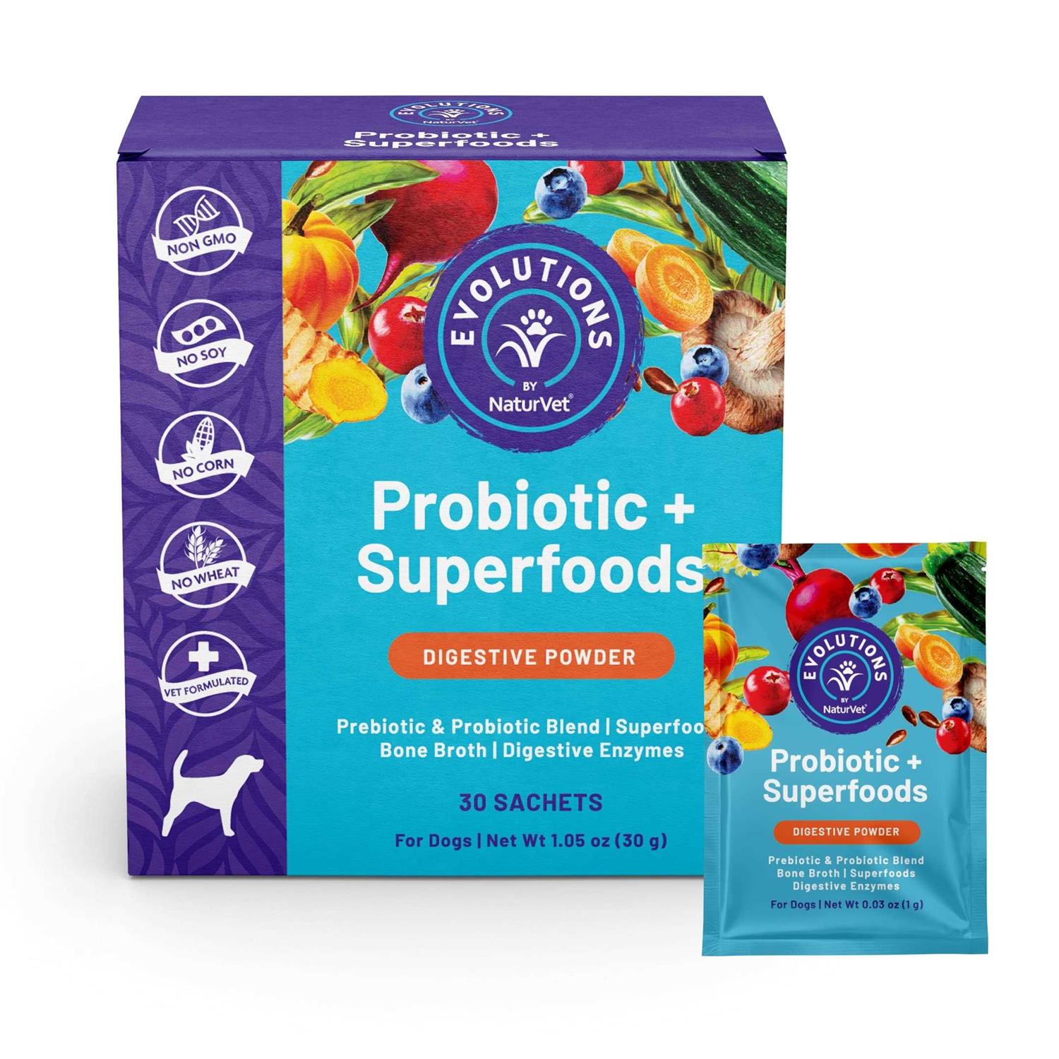 NaturVet Evolutions Probiotic + Superfoods Powder Dog Supplement