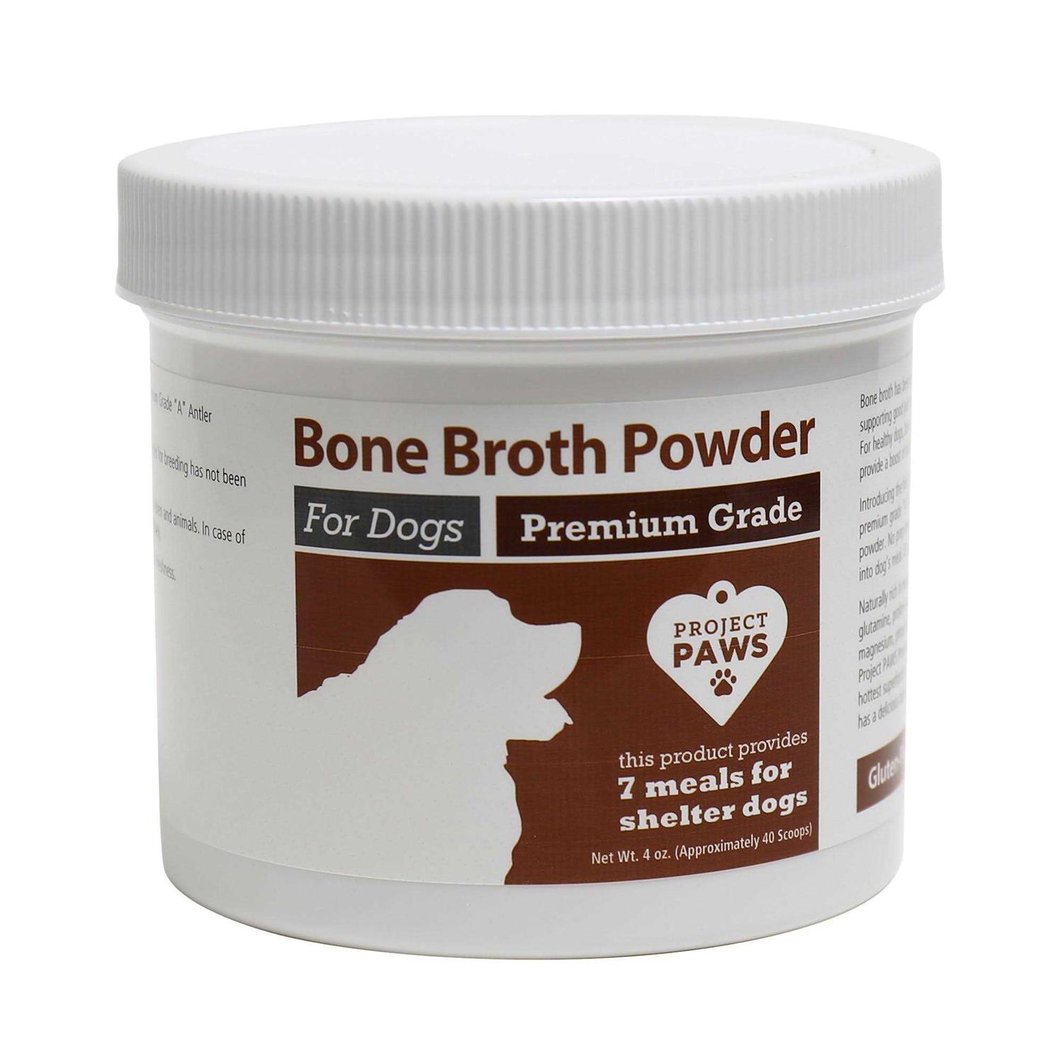 Project Paws Bone Broth for Dogs with Powdered Elk Antler and Bone Collagen and Mineral Rich Food Topper for Dogs