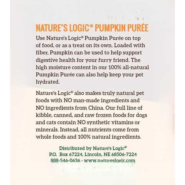 Alternative view of Nature's Logic Pumpkin Puree Dog & Cat Food Supplement