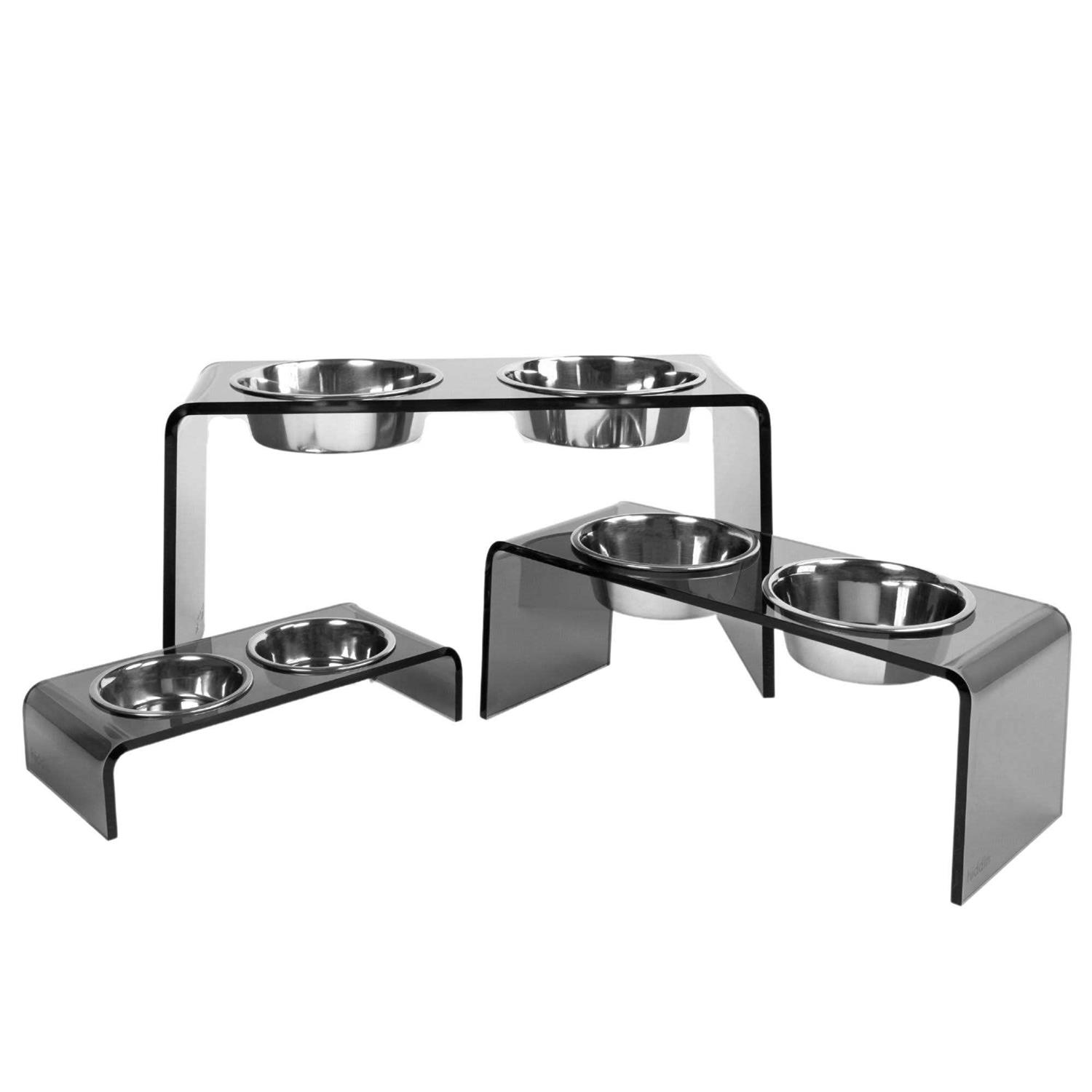 Alternative view of Acrylic Double Bowl Elevated Pet Feeder Hiddin