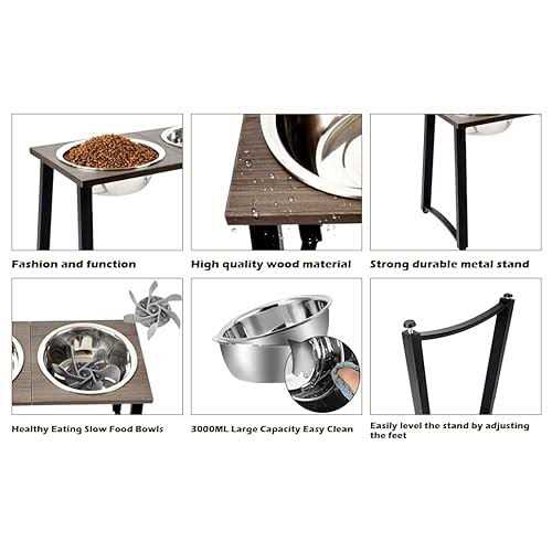 Alternative view of ADENGL Elevated Dog Bowls for X-Large and Large Dogs Raised Dog Bowl Stand with 2 X-Large Stainless Steel Bowls and Slow Feeder