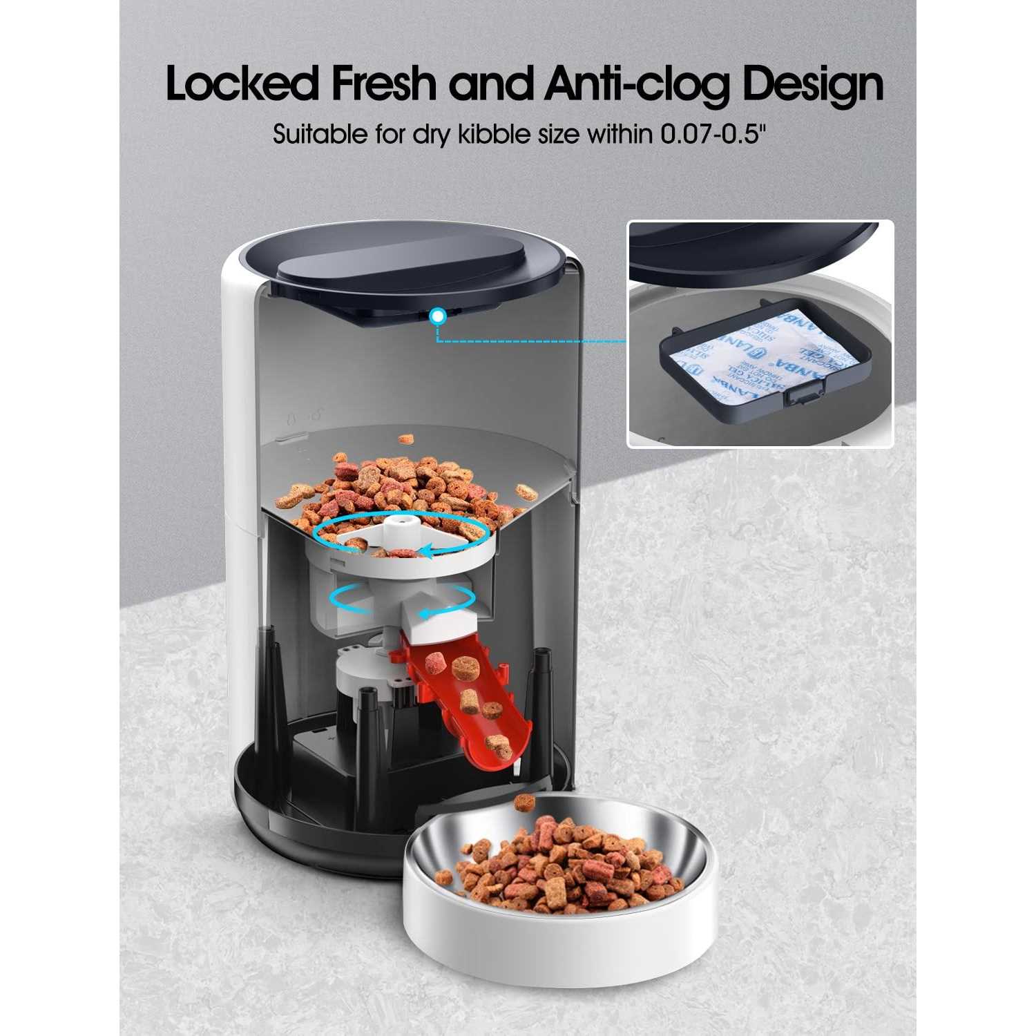 Alternative view of Wopet Automatic Dog Feeders Pet Feeder Cat Food dispenser With Stainless Steel Bowl